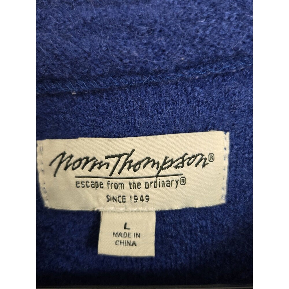 Vintage Norm Thompson Sweater Jacket Womens L Blue 100% Wool Old Money - Picture 4 of 8